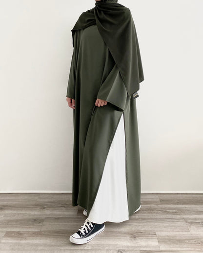 Abaya Chic Moderne 2 piece – Silhouette Longue Élégante KAKI